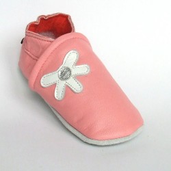 Leren baby slofjes Daisy Pink (sale) € 15,00
