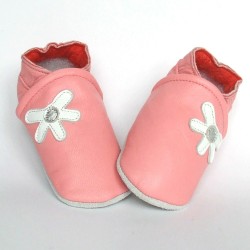 Leren baby slofjes Daisy Pink (sale) € 15,00