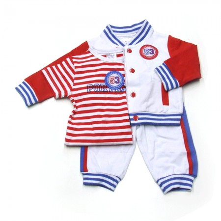 Babykleding 3 delig pakje 'Portland' rood/wit € 24,95