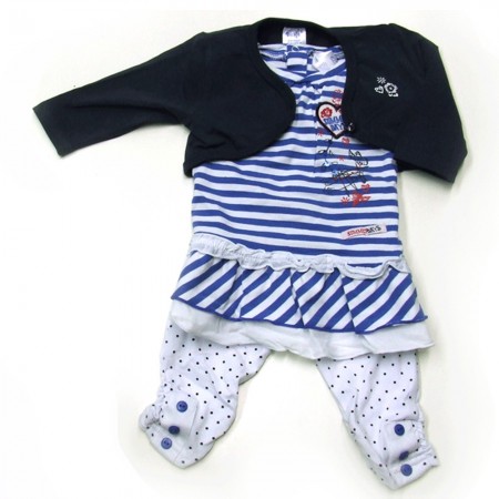 Babykleding 3 delig pakje 'Summer' blauw/wit € 22,50
