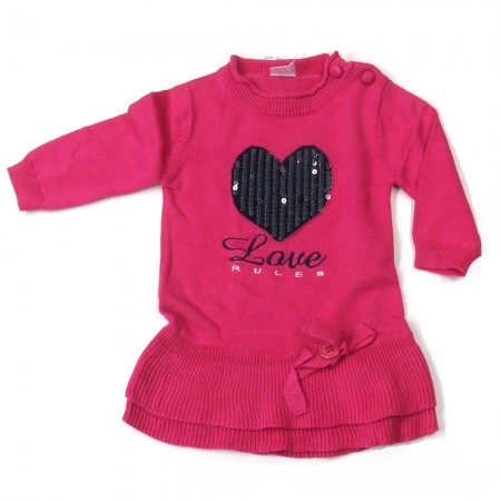 Babykleding Tuniek 'Love Rules' fuchsia € 19,95